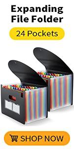 Accordion File Organizer, 12 Pocket Expanding File Folder with Label, Portable Monthly Bill Receipt Organizer, Document Storage Organizer, Expandable Desktop File Keeper, Letter/A4 Size