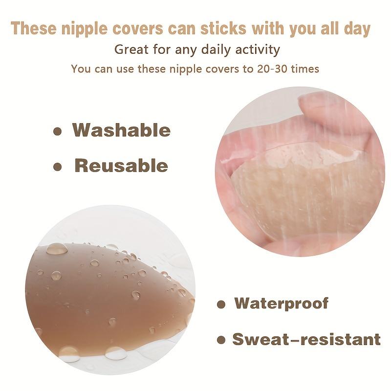 3 Pairs Silicone Nipple Covers, Seamless Invisible Self-Adhesive Anti-Convex Nipple Pasties, Women'S Lingerie & Underwear Accessories, Solid Color, 100% Silicone, with Hand Washable Bra Accessories
