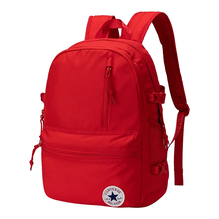 Converse 17L Sporty Casual Backpack for Women – Polyester, Zippered, Collegiate Red