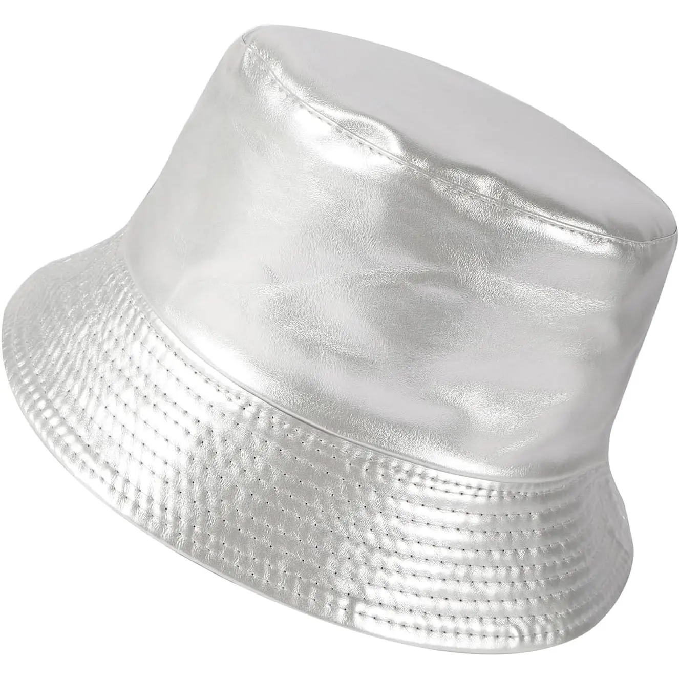Unisex Black Bucket Hat  Rain Hat Reversible Shiny  Bucket Hat for Concert Festival