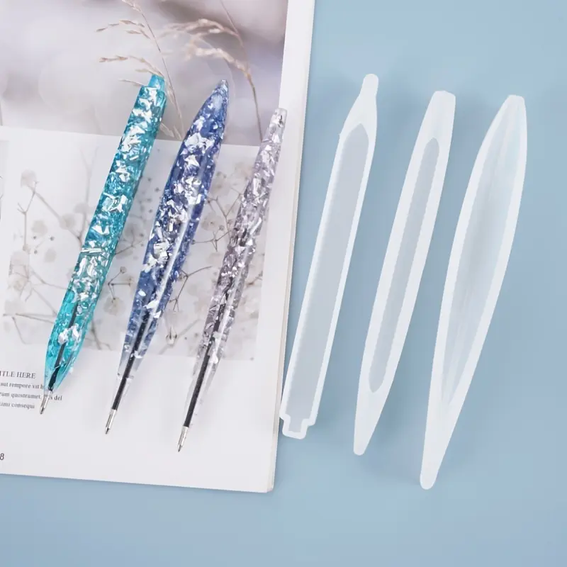 1set/3pcs DIY Resin Crafts Making Kit - Pen Shape Resin Mold for Ballpoint Pen Silicone Molds, Epoxy Resin Casting Molds - 6.3/6.69/5.9inch
