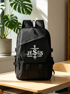 Men's Large Capacity Hiking Backpack, Jesus Saved My Life Cross Nail Print, Commuter Book Bag, Fashion Travel Bag, Weekend Camping, Campus Use, Gift for Men