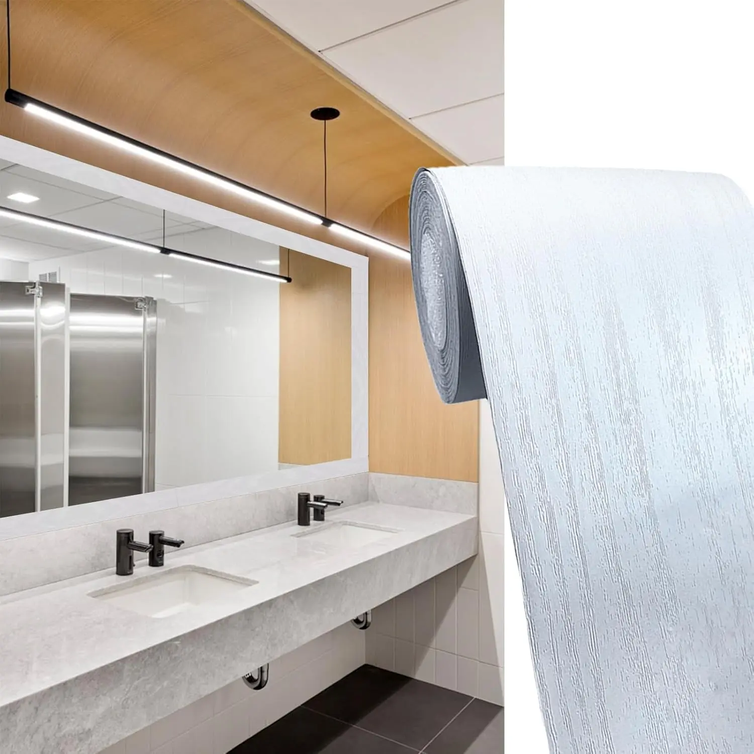 White Wood Grain Wallpaper Border, 2 in x 32.8 ft Peel and Stick Removable Wall Trim, Waterproof PVC Sticker for Bathroom, Kitchen, TV Background, Living Room, Corridor, Custom Shape, Cost-Effective, 2" X 32.8 Feet