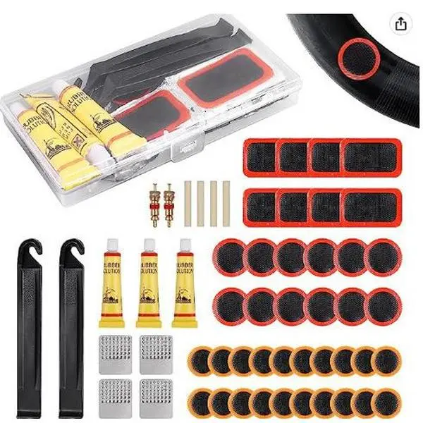 55-Piece Bicycle Tire Repair Quick Flat Fix Kit, Bicycle Accessories Functional Tool Includes Glue, Levers & Durable Patches, Essential Mountain Cycling Gear for On-The-Go Rider Maintenance