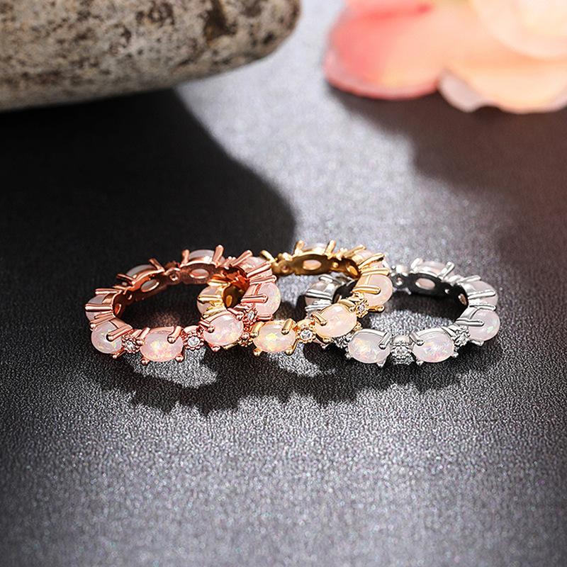 Bestselling Bridal Oval Opal Stackable Ring | Rose Gold Plated Full Eternity Band for Women