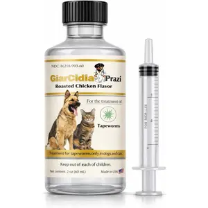 Tapeworm Dewormer for Cats and Dogs Chicken Flavour 60ml with 3ml Dropper