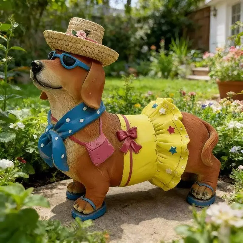 Cute Realistic Dog Figurine, Decorative Puppy Ornament, Decorative Piece for Entryway Living Room, Creative TV Stand Decoration, Holiday Basset Hound Statue