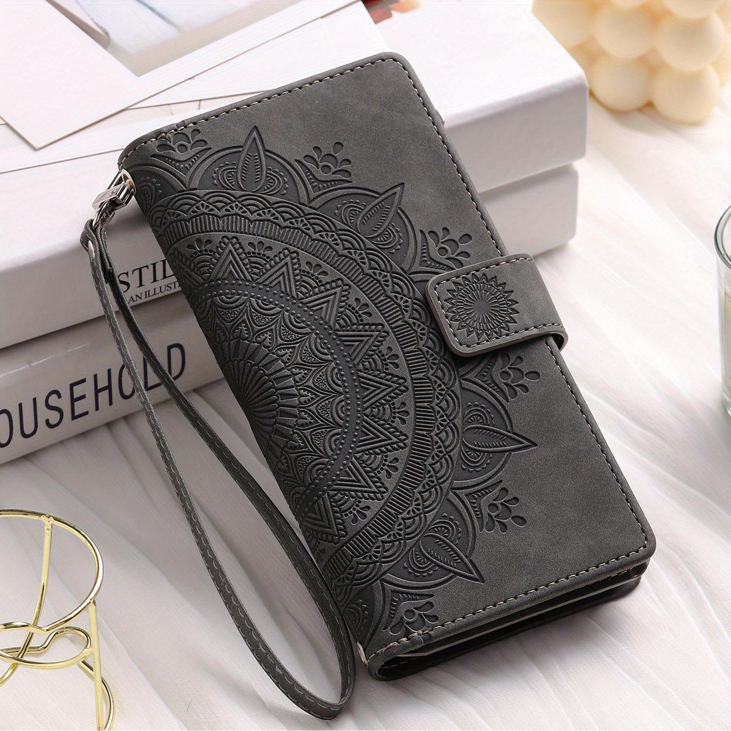 Pu Synthetic Leather Case for Various Iphone Models, Including 17, Air, 16e, 16, 15, 14, 13, 12 Mini, 11 Pro, X, Xs Max, Xr, 8, 7 Plus, Se, 5g From 2023 and 2020, Embossed Flower Design, Wallet with Card Holder