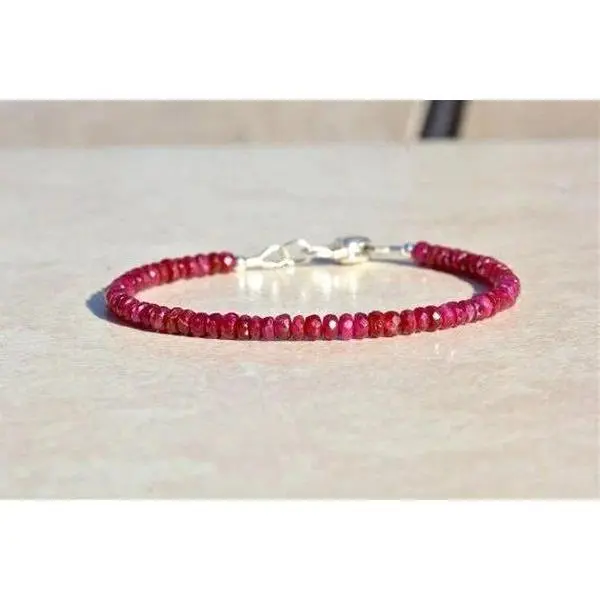 Natural Ruby Bracelet, July Birthstone Bracelet, Beaded Gemstone Bracelet, Genuine Ruby Jewelry, Delicate Jewelry, Handmade