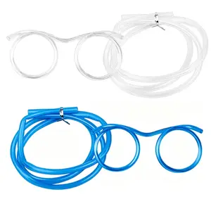 2 Pack Novel Ring Straws for Glasses, Reusable Fun Straw Lenses for Parties, Birthdays, DIY Activities, Kids' Events, Annual Meetings