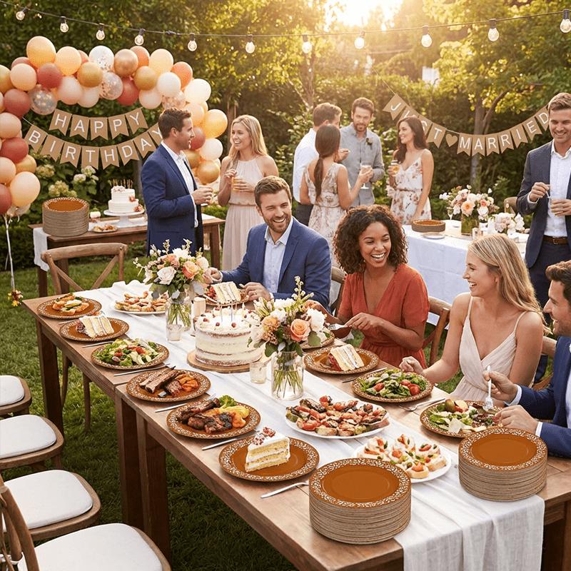For Holiday Parties & Daily Use, Leak-proof Food Serving & Decoration Solution, 100 Brown Disposable Paper Plates, Mexican Floral Pattern, Food-grade Leak-proof Large Capacity, Effortlessly Create Characteristic Holiday Table, Party Table Decor Supplies