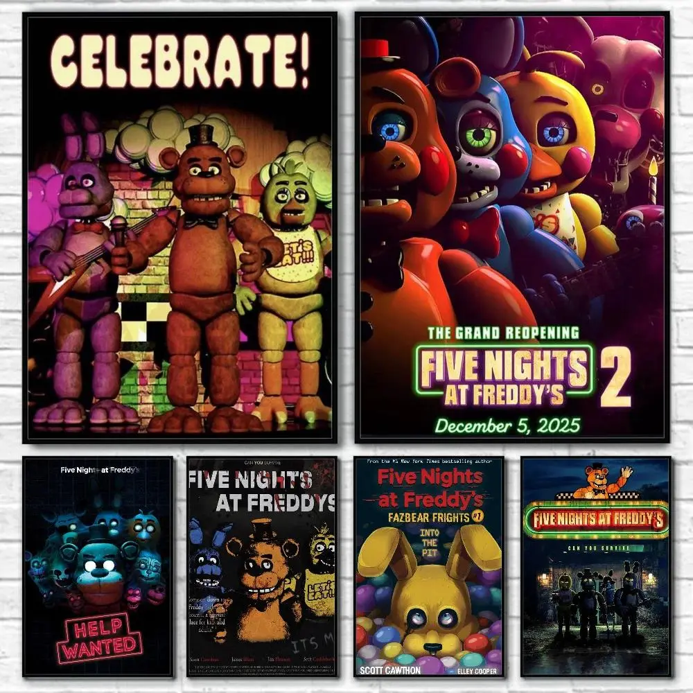 Classic FNAF Five Nights at Freddy's Canvas Wall Art | Horror Game Gamer Room Decor Print anime fashion artistic ornament apartment dormitory poster corridor bedroom living room wall decoration manga style home decor artwork college waterproof