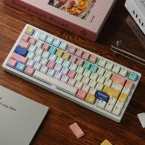 Midsummer night Keycaps 131-Key Original Height  5-Sided Heat Transfer, Dual Color Injection, Transparent Side, for Mechanical Keyboard, Uk, Hebrew, German, Spanish