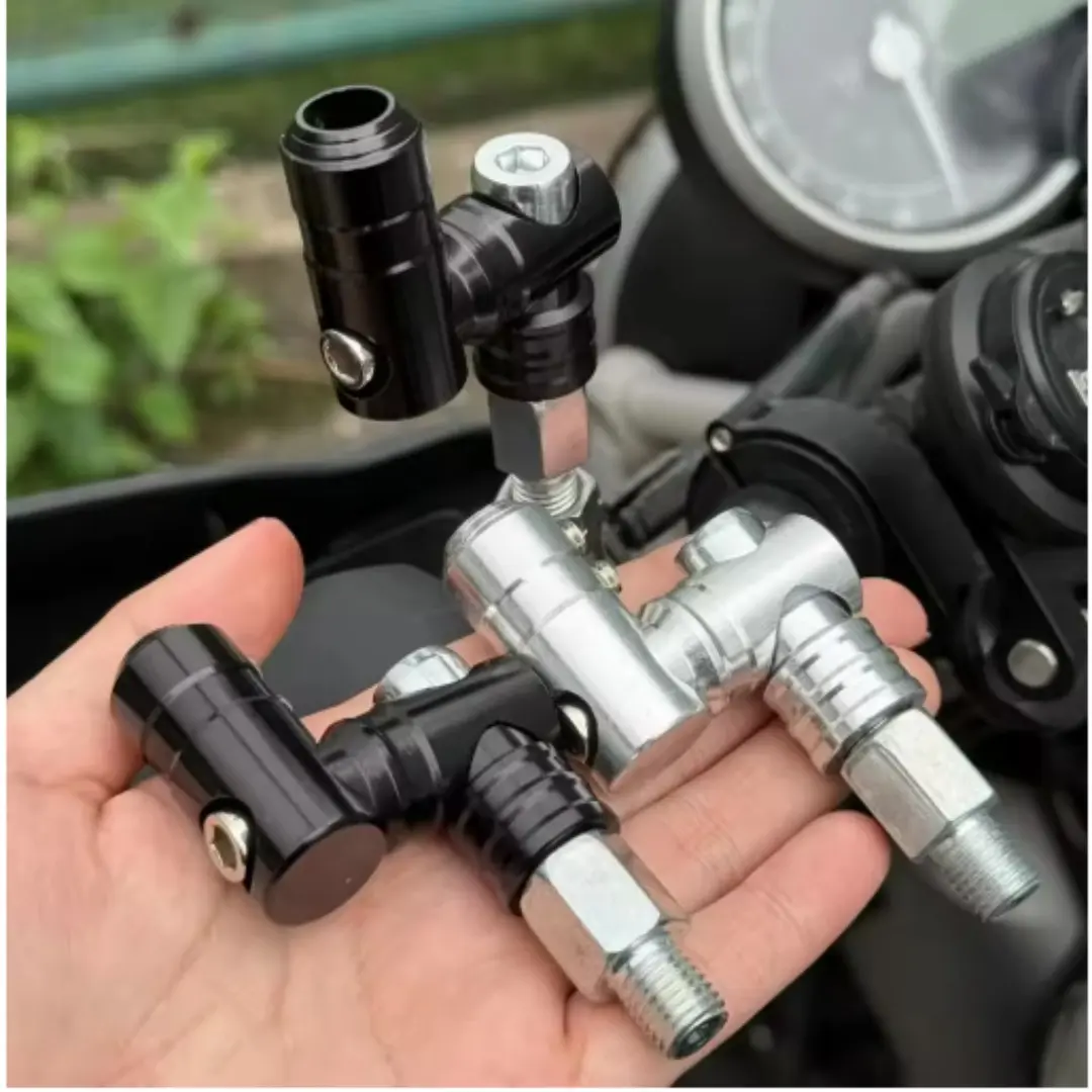 Universal Adjustable Motorcycle Rearview Mirror Mount, 10mm to 10mm Adapter, Rotating Fixed Bracket, Handlebar Accessory for Honda Yamaha