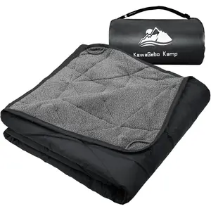Large Outdoor Waterproof Extra Thick Fleece Stadium Blanket for Camping Car Pet Picnics Windproof Wearable Machine Washable 80" x 58" Black Gray