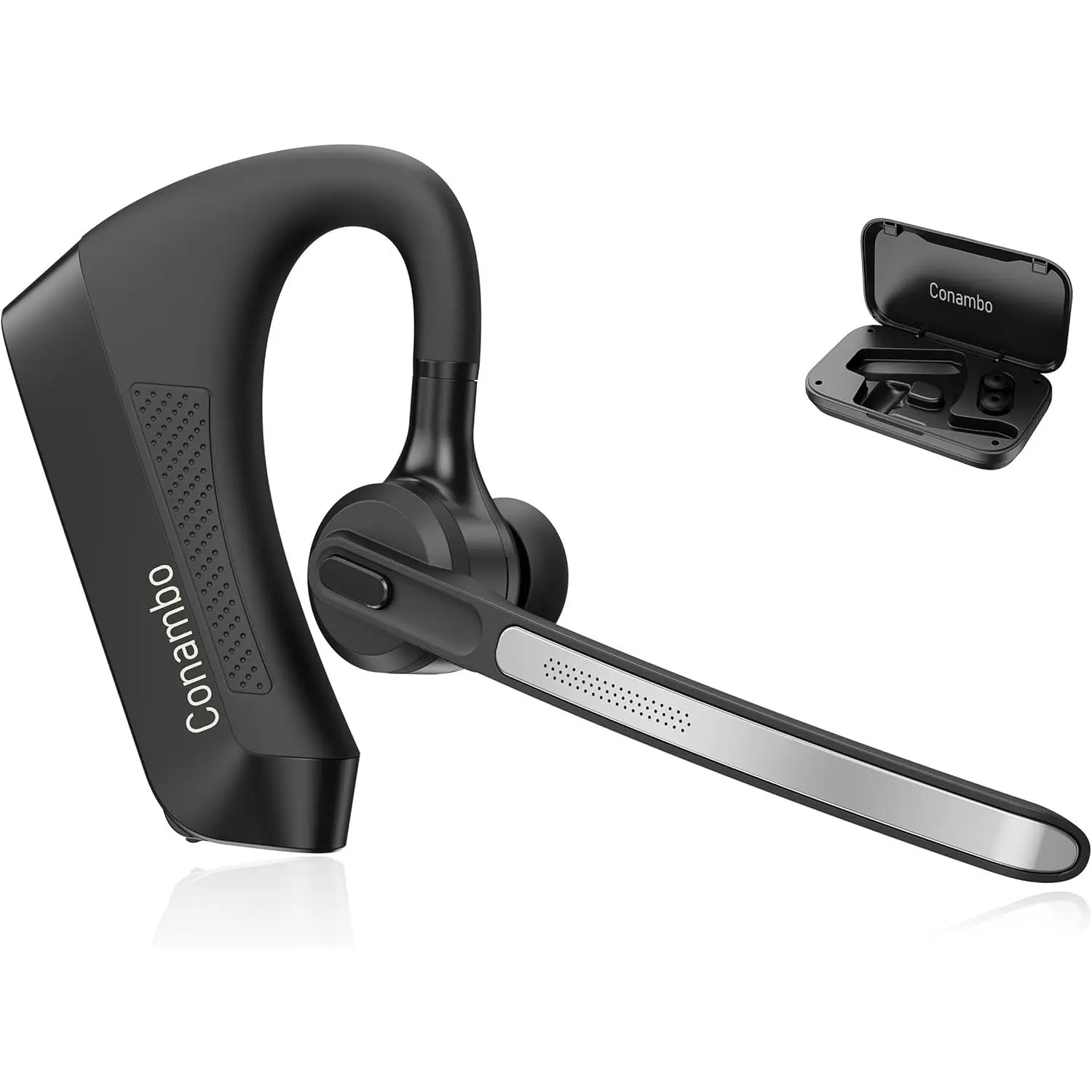 K21 Bluetooth Headset V5.1, CVC 8.0 Dual Mic Noise Cancelling Wireless Earpiece with Mute & Volume Buttons, 16Hrs Talk Time for iOS Android Cell Phones, Suitable for Trucker & Office Work