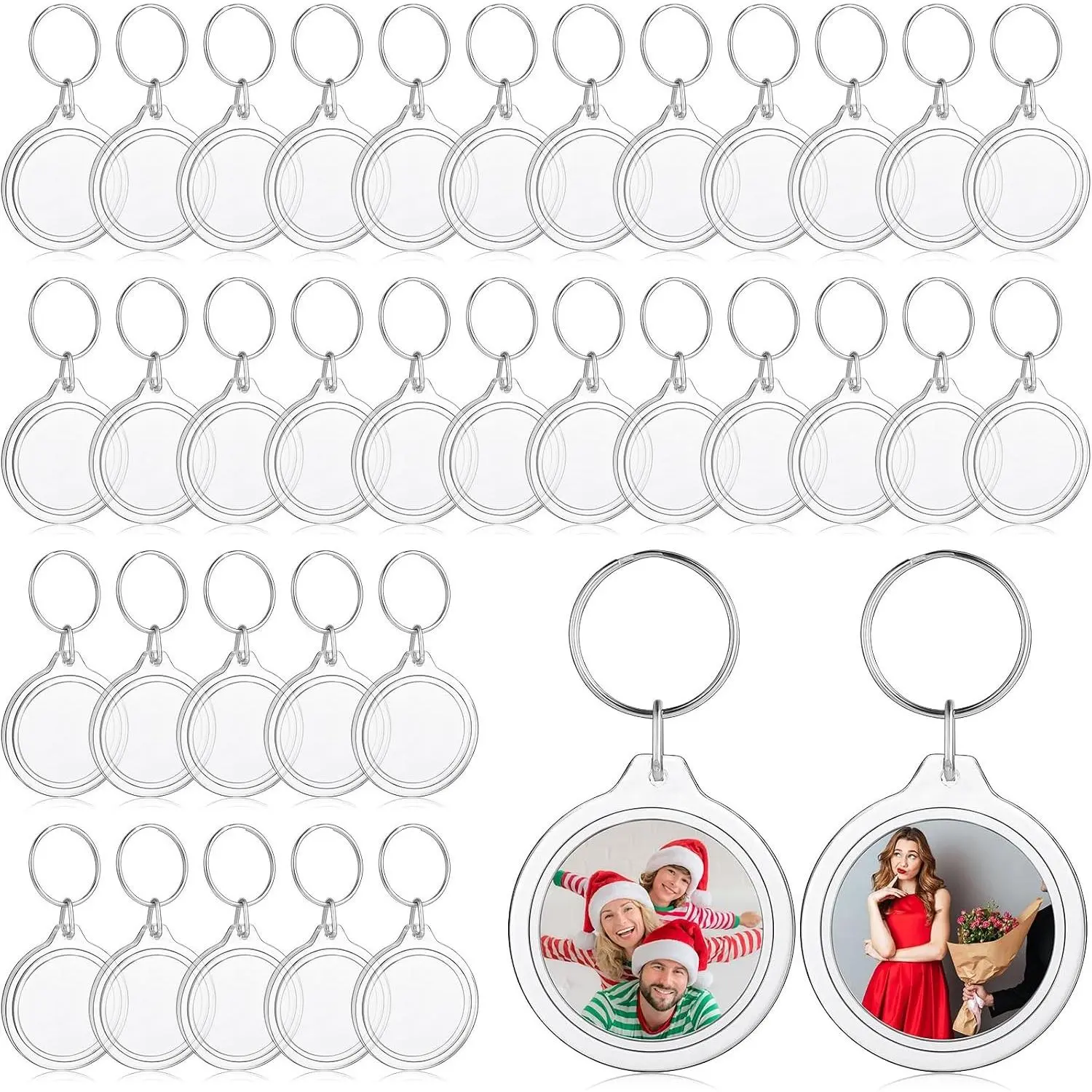 150 Pcs Clear Acrylic Photo Insert Keychains - Blank Picture Frame Keyrings for DIY Craft, Custom Photo Keepsake, Party Favors(Gift)
