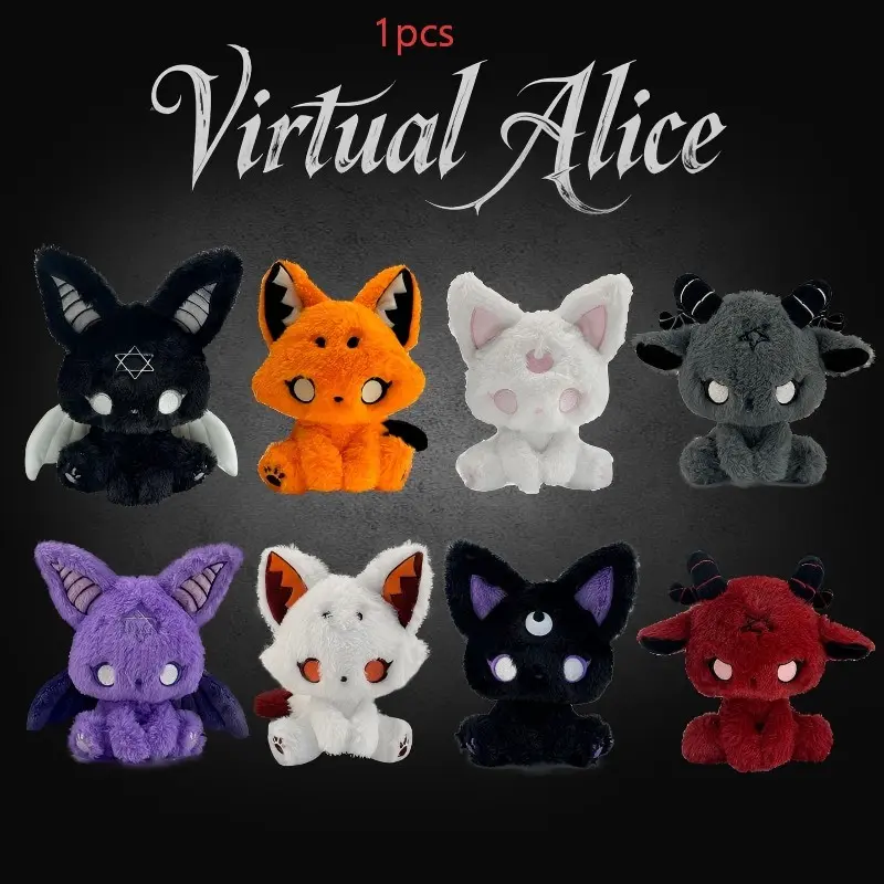 Dark Bunny Stuffed Animal Decor, Halloween Dark Series Plush Doll, Cute and Adorable Plush Toy for Bed Decoration, Fox Bat Cat Plushies