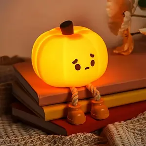 Pumpkin Night Light, Cute LED Lamp, Silicone Dimmable Nursery Nightlight for Kids, Silicone Rechargeable Bedside Touch Lamp, Funny Office Desk and Halloween Decor for Woman and Kids as Gifts