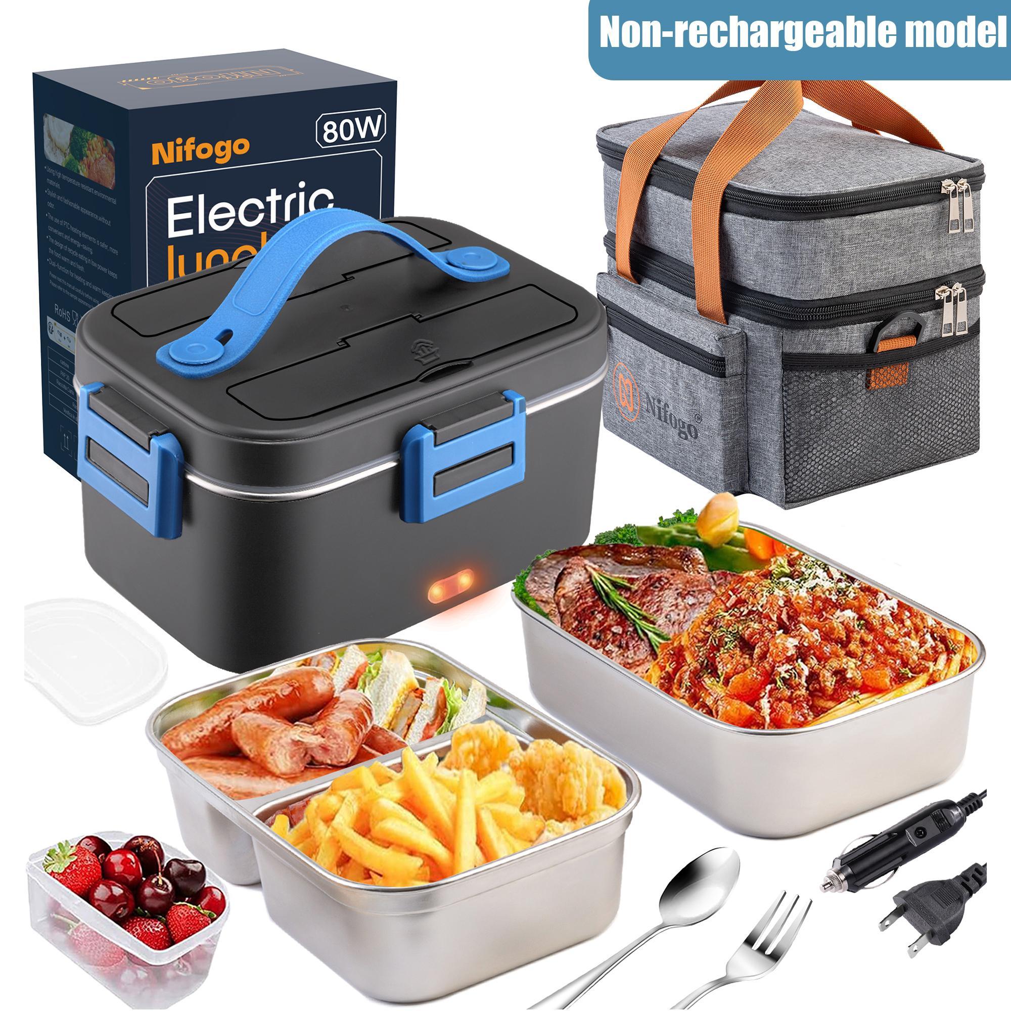 Nifogo Black Friday Electric Lunch Box Portable Food Heater for Adults 110V/12V/24V 1.8L 304 Stainless Steel with Fork Spoon & Bag Tableware Classic Black Nifogo Black Friday Electric Lunch Box Portable Food Heater for Adults 110V/12V/24V 1.8L 304 Stainless Steel with Fork Spoon & Bag Tableware Classic Black