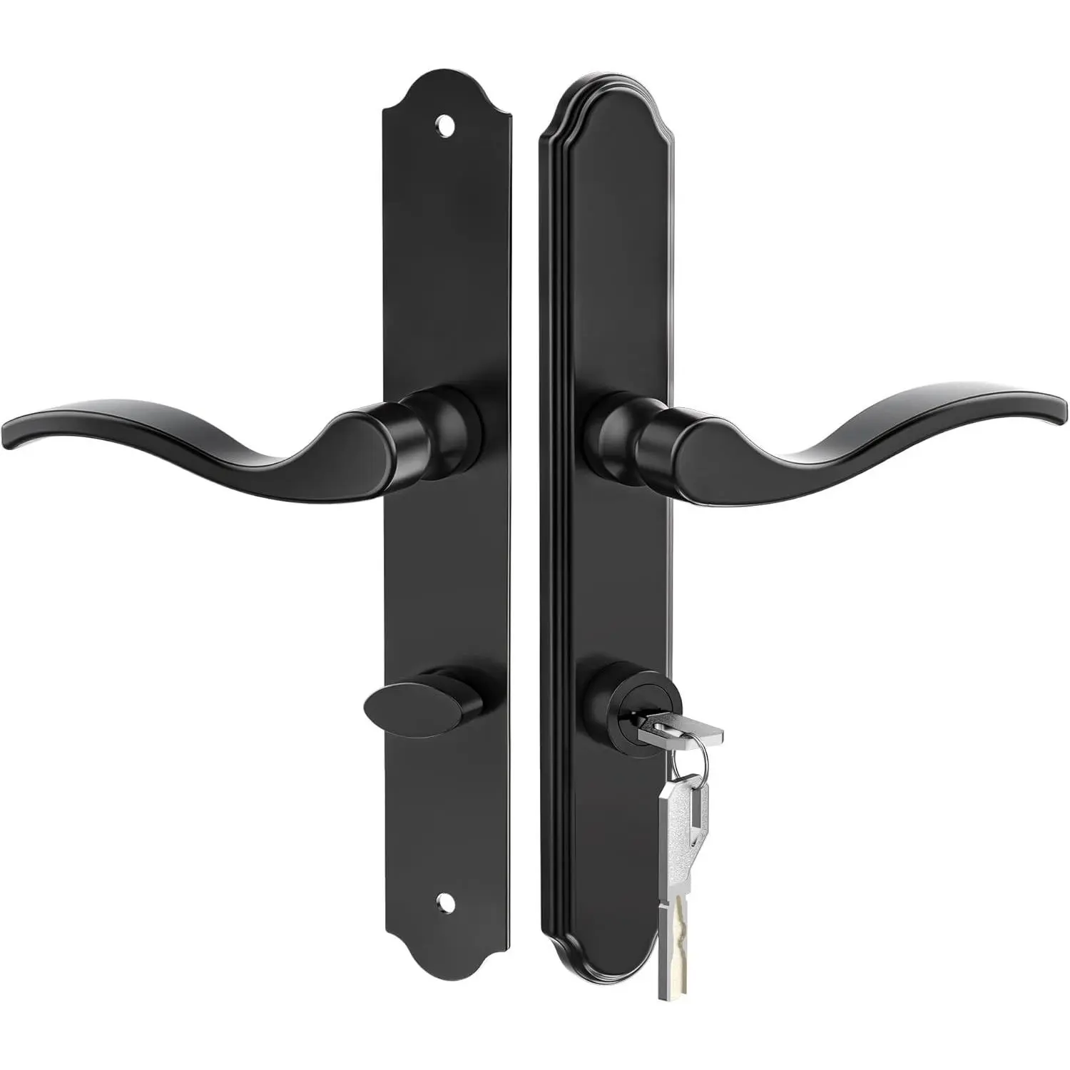 Storm Door Handle Complete Set,Mortise Keyed Lever Mount Latch with Deadbolt for Screen and Storm Doors, Matte Black