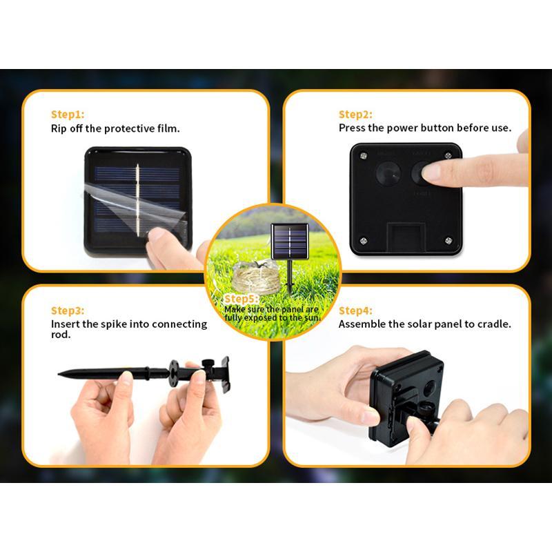 2 Pack Solar String Lights Outdoor Waterproof, Each 33FT 100 LED Outdoor, 8 Modes White Fairy Light for Outside Yard Tree Patio Garden Wedding Christmas Decorations