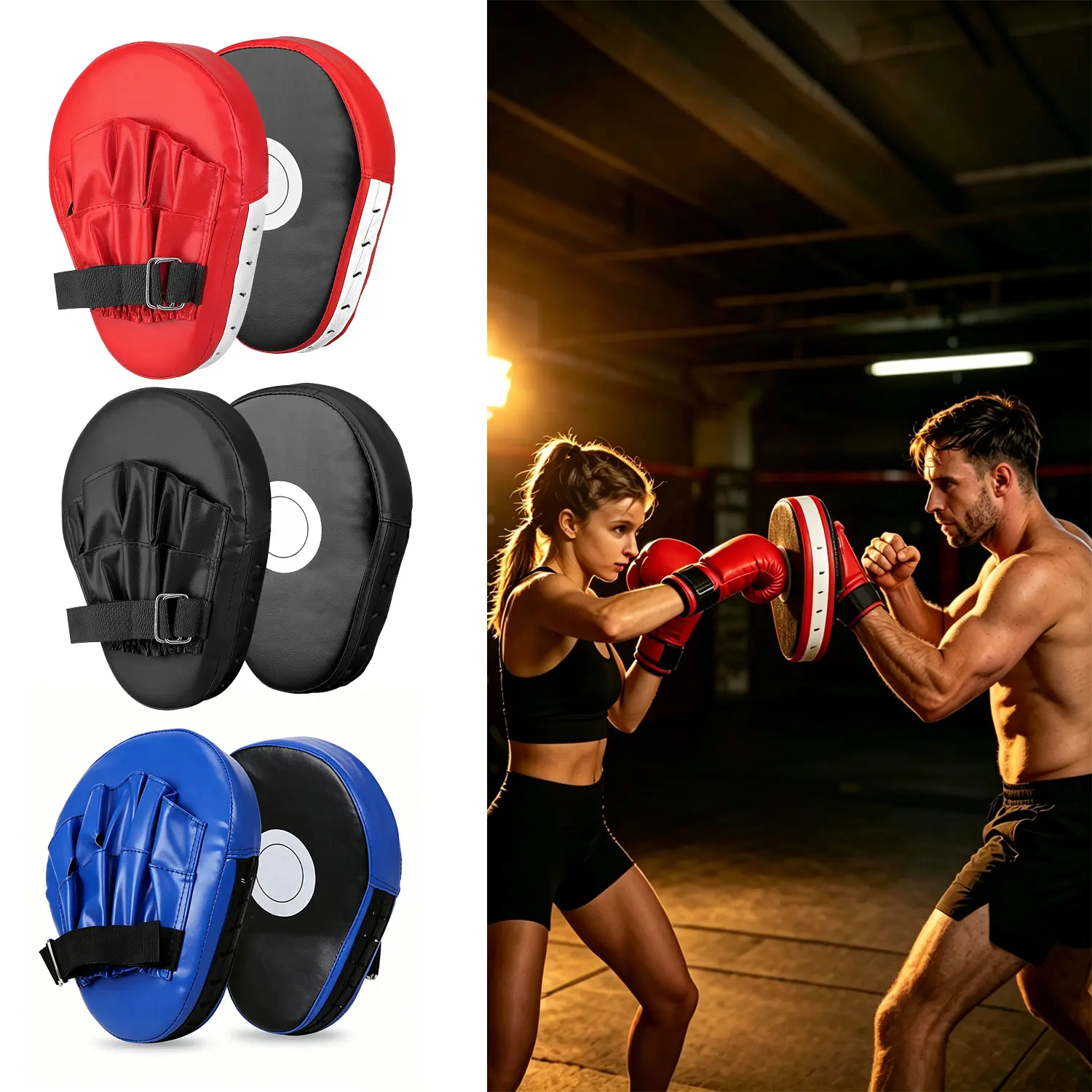 1/2Count Boxing Curved Hand Target Punch Focus Mitts Shock Absorb PU Training Pads for MMA Kickboxing Taekwondo Muay Thai Karate Sparring Gym Workout Gear