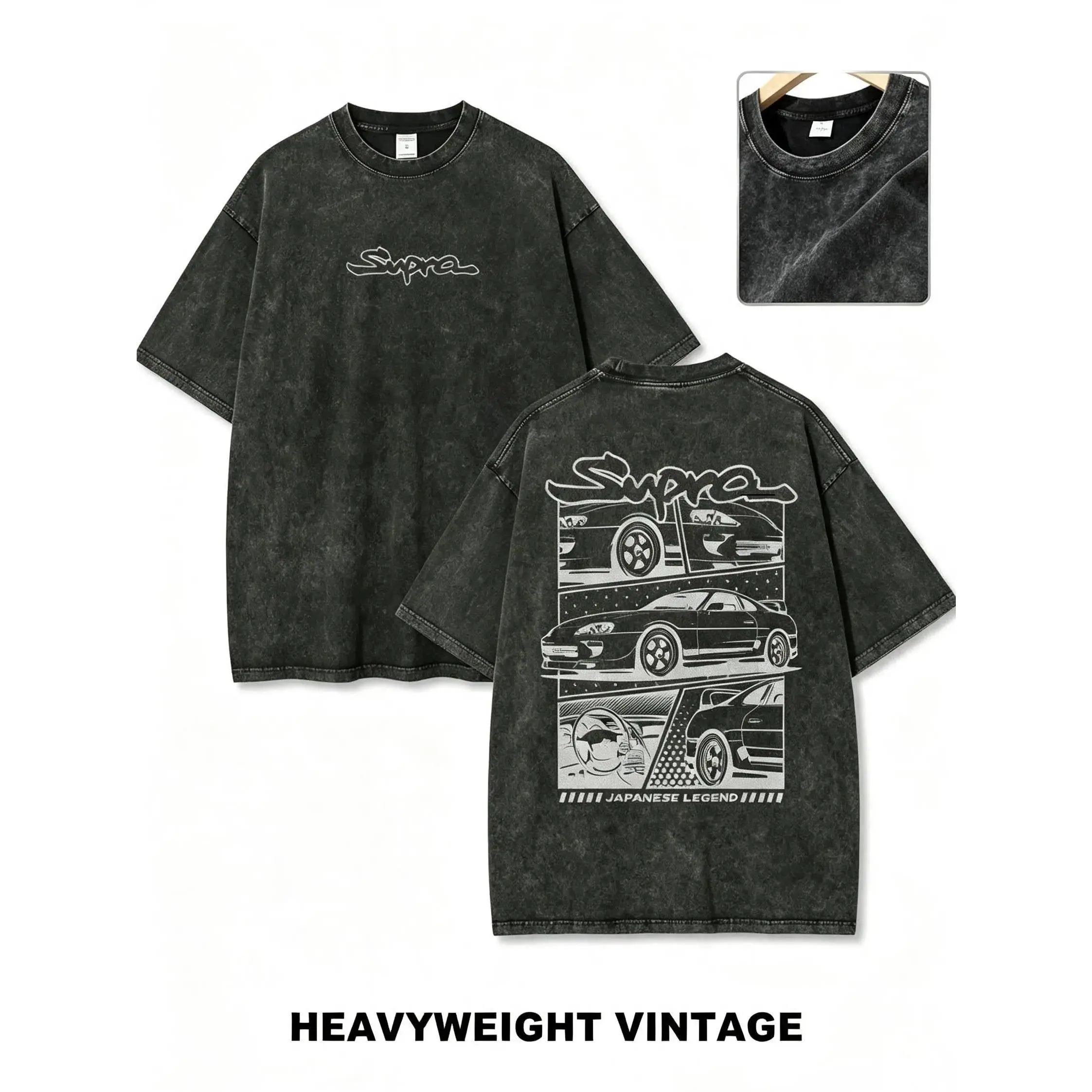 Toyota Supra Graphic Tee, Heavyweight Vintage Washed Racing Car T Shirt, Retro Y2K Oversized Japanese Streetwear Top, Old School JDM Car Print Short Sleeve Casual Street Style Shirt For Men Women | graphic tees | tiktok shop deals