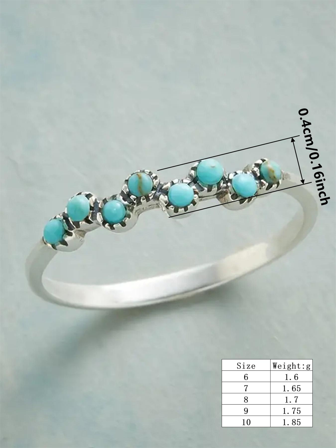 925 Sterling Silver Fashion Turquoise Texture Decorated Ring, Fashion Jewelry for Party, Daily Clothing Decor, Trendy All-match & Exquisite Jewelry for Birthday Gift