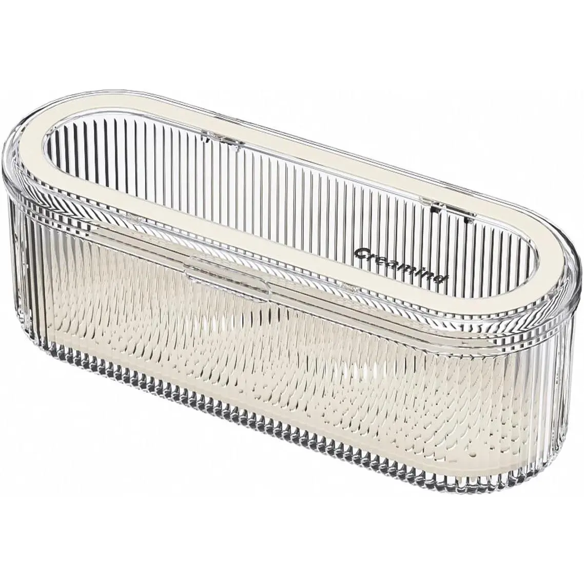 Silverware Organizer with Lid and Drainer, Covered Utensil Tray for Kitchen Drawer and Countertop, Clear Plastic Cutlery and Flatware Storage Box for Spoons Forks  Holder Case