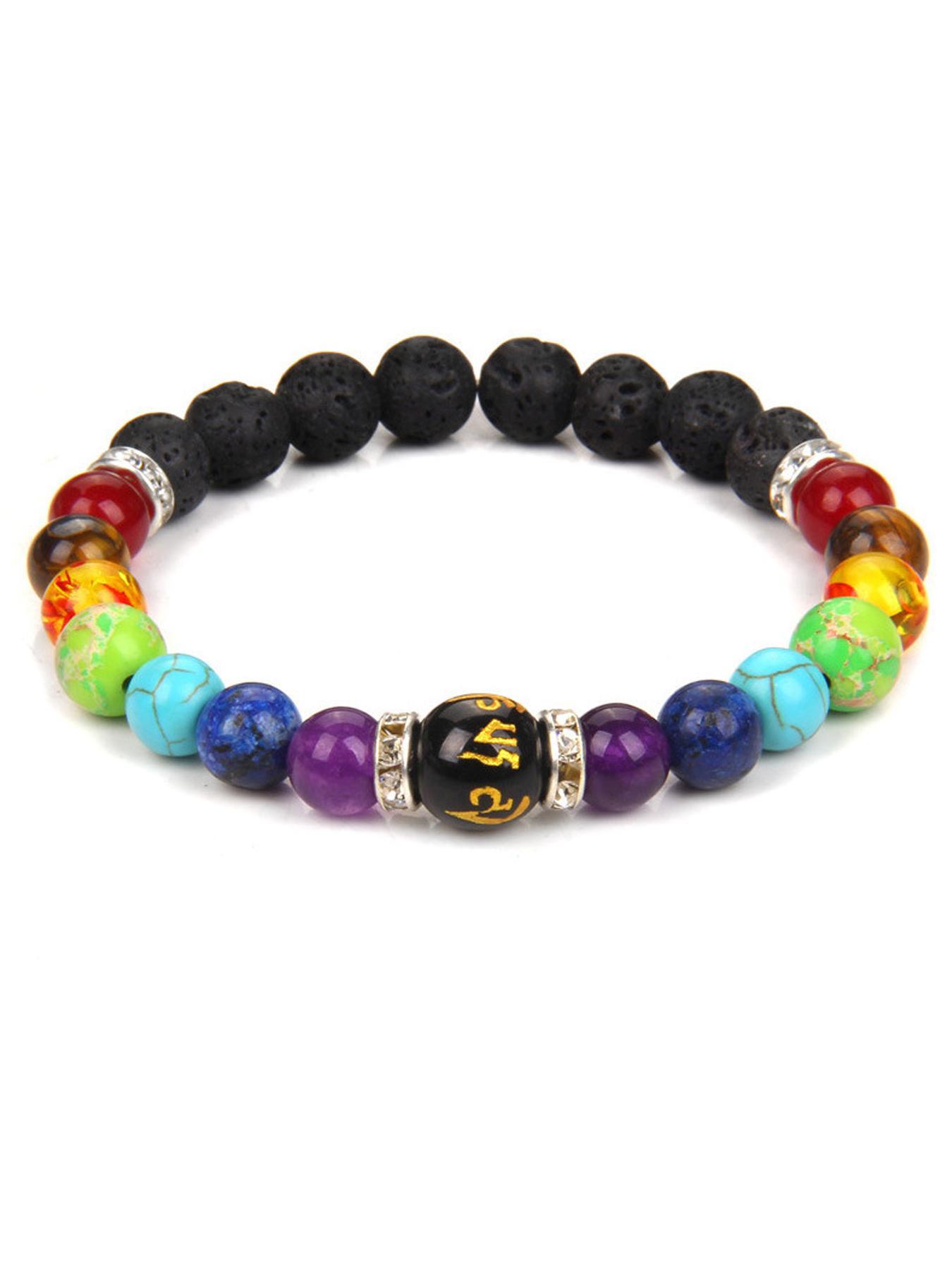Unisex Mixwd Color Stone Beaded Bracelet, Jewelry Bracelet, Adjustable Bracelet for Women & Men, Fashion Accessories for Daily Wear