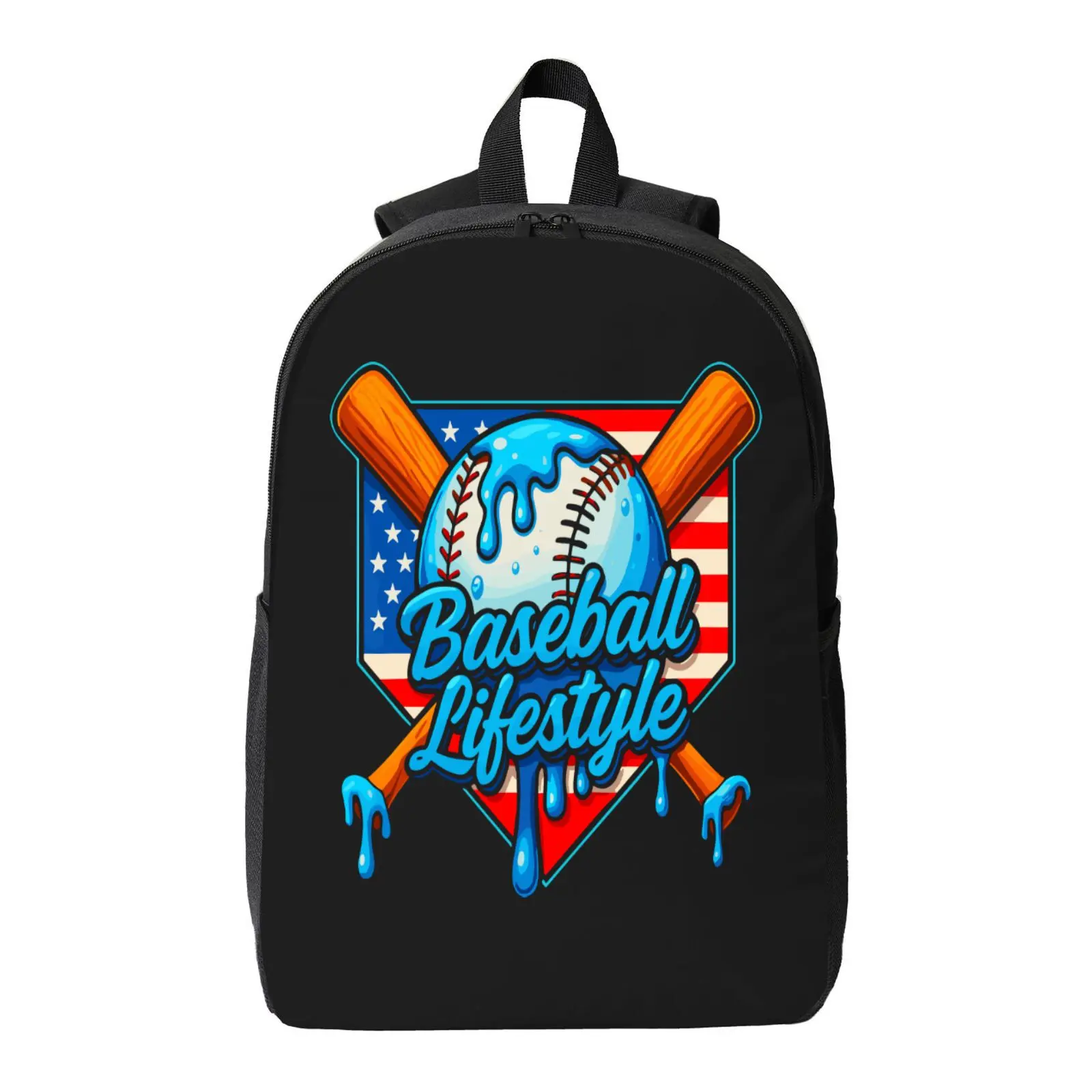 Baseball drip backpack, boys' size, ice cream drip design, laptop bag, suitable for teenagers and young adults, large capacity, hand-washable material, a great back-to-school gift. bookbag