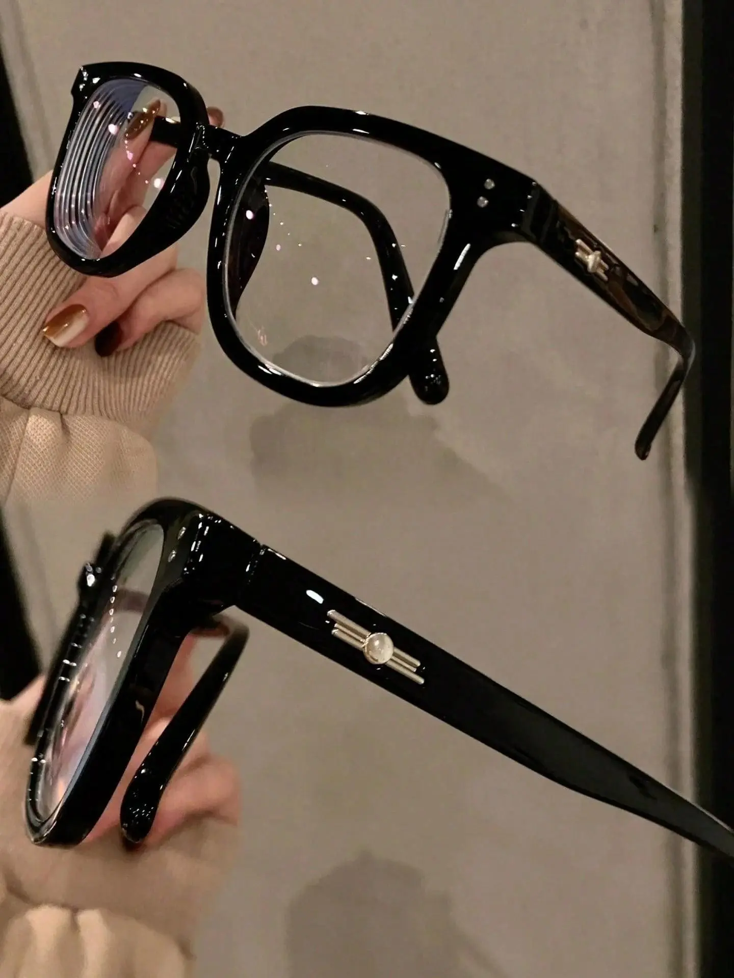 Vintage Transparent Glasses, Unisex, Cute Lady Frame, Oversized, No Prescription, Casual Style, All Seasons, Solid Pattern, Abs Material