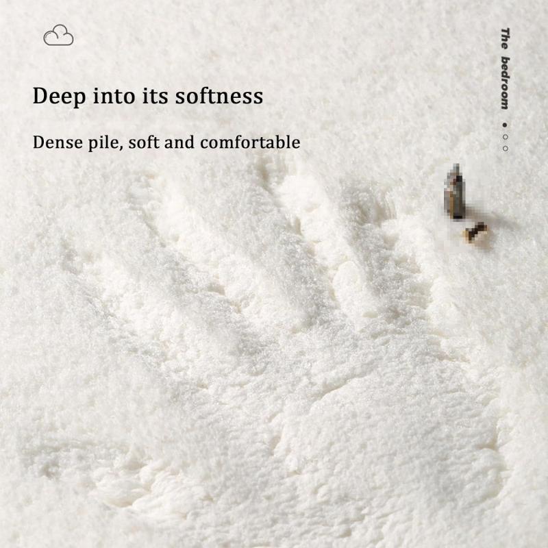 VIKAMA Black And White Faux Cashmere Round Floor Mat Soft Machine Washable Living Room Bedroom Decoration Stylish Home Accents