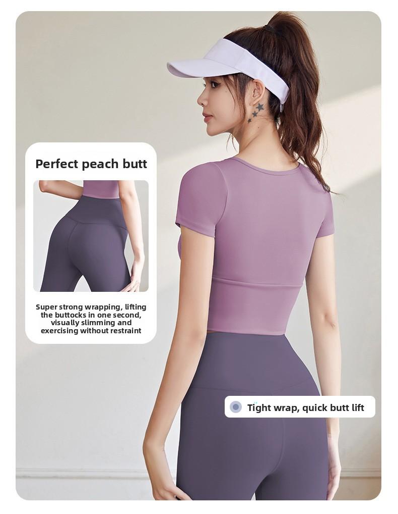 Slimming Running Sports Suit with Chest Pads for Summer Slim Fit Women's Fitness Training Yoga Wear Berry Purple & Starry Black