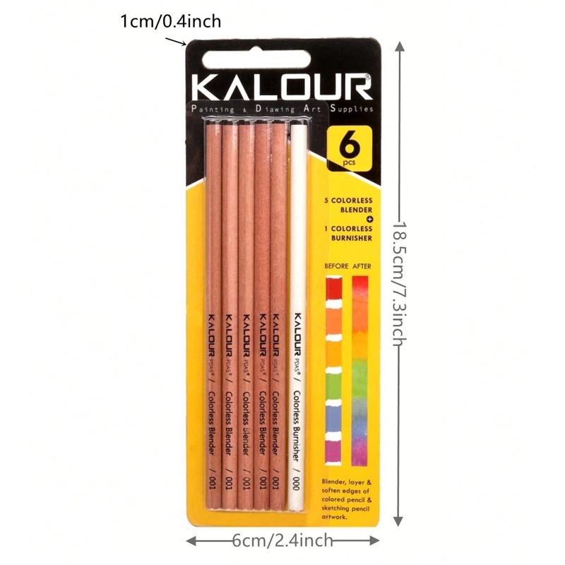 Colorless Blender & Burnisher Pencils Set, 6counts/set Non-pigmented Wax Based Pencil For Blending & Softening Edges, Art Supplies For Artists & Beginners