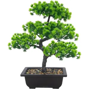 Artificial Bonsai Tree 15.8" Faux Juniper Bonsai Tree in Pot Realistic Fake Desk Plant Mini Bonsai Trees Small Japanese Decor for Bookshelf Table Office Bedroom Home Garden Indoor