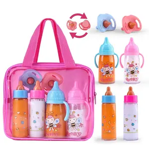 Magic Disappearing Bottle Playset, Realistic Nipple Accessories, Storage Bag Included, Girl Doll Feeding Role-Play Gift, Doll Playsets