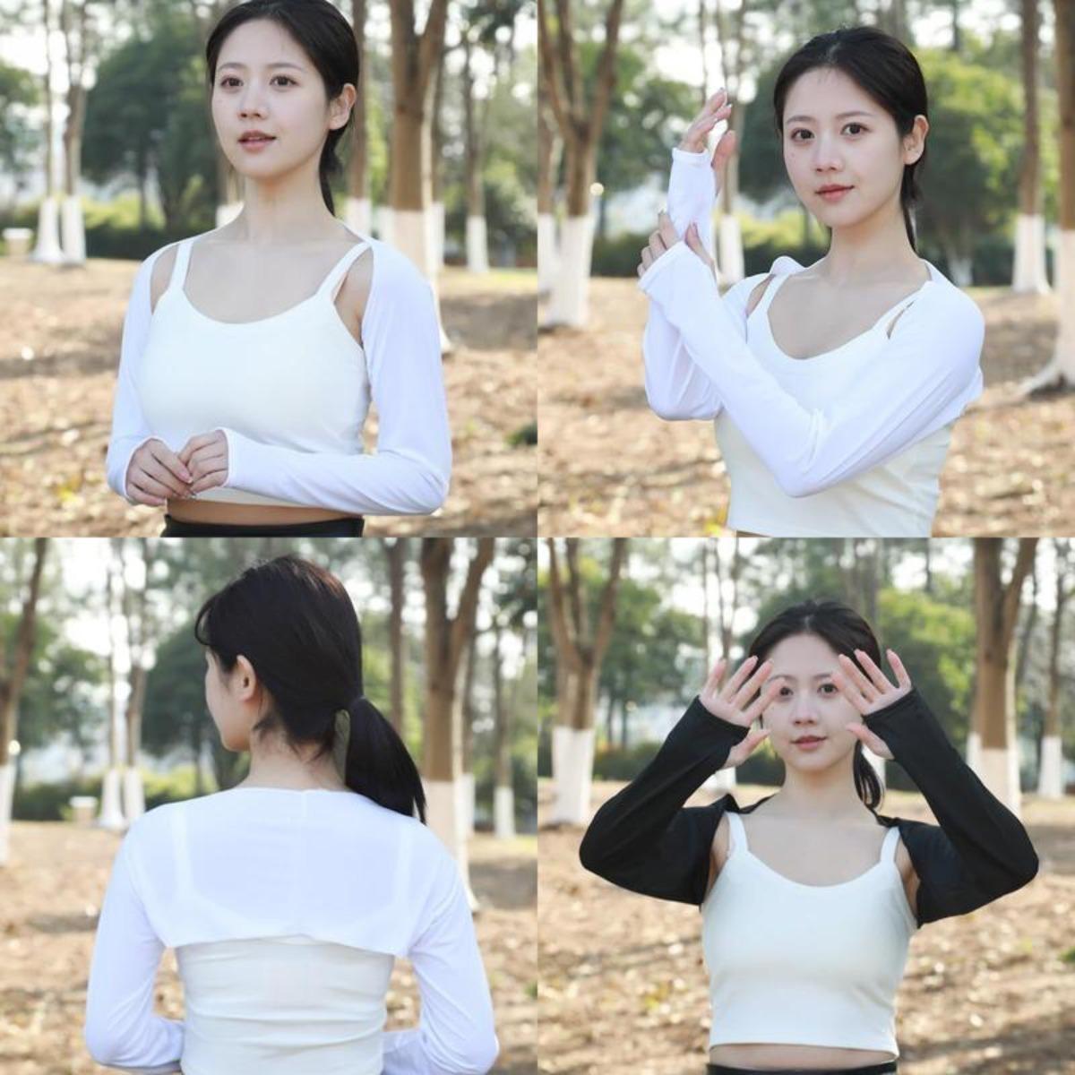 2-Pack Cooling and UV-Protective Shoulder and Arm Sleeves – Breathable and sun-protective, with finger holes, suitable for driving and work.