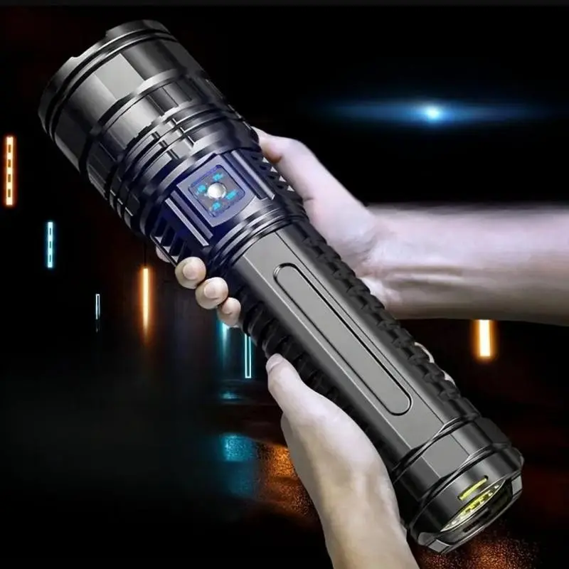 Rechargeable LED Flashlight, High Power Tactical Lantern Lamp, 5 Modes Adjustable Focus, Waterproof, Portable Outdoor Camping Torch