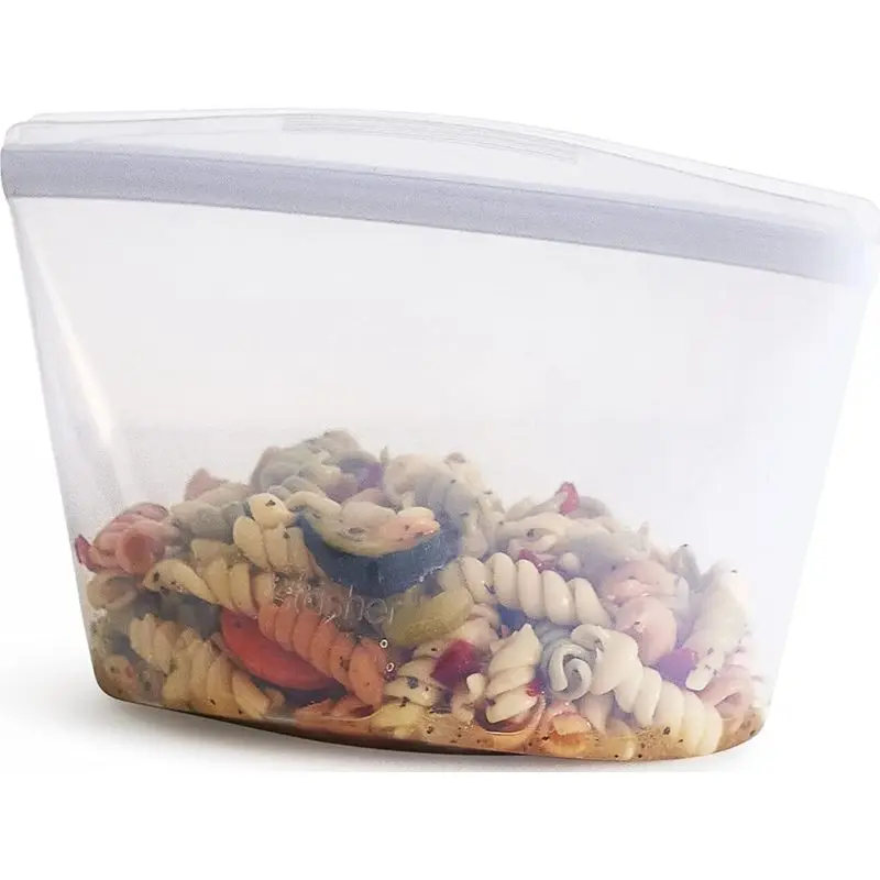 Stasher Premium Reusable Silicone Leak-Free Food Storage Bowl, Clear, 4-Cup