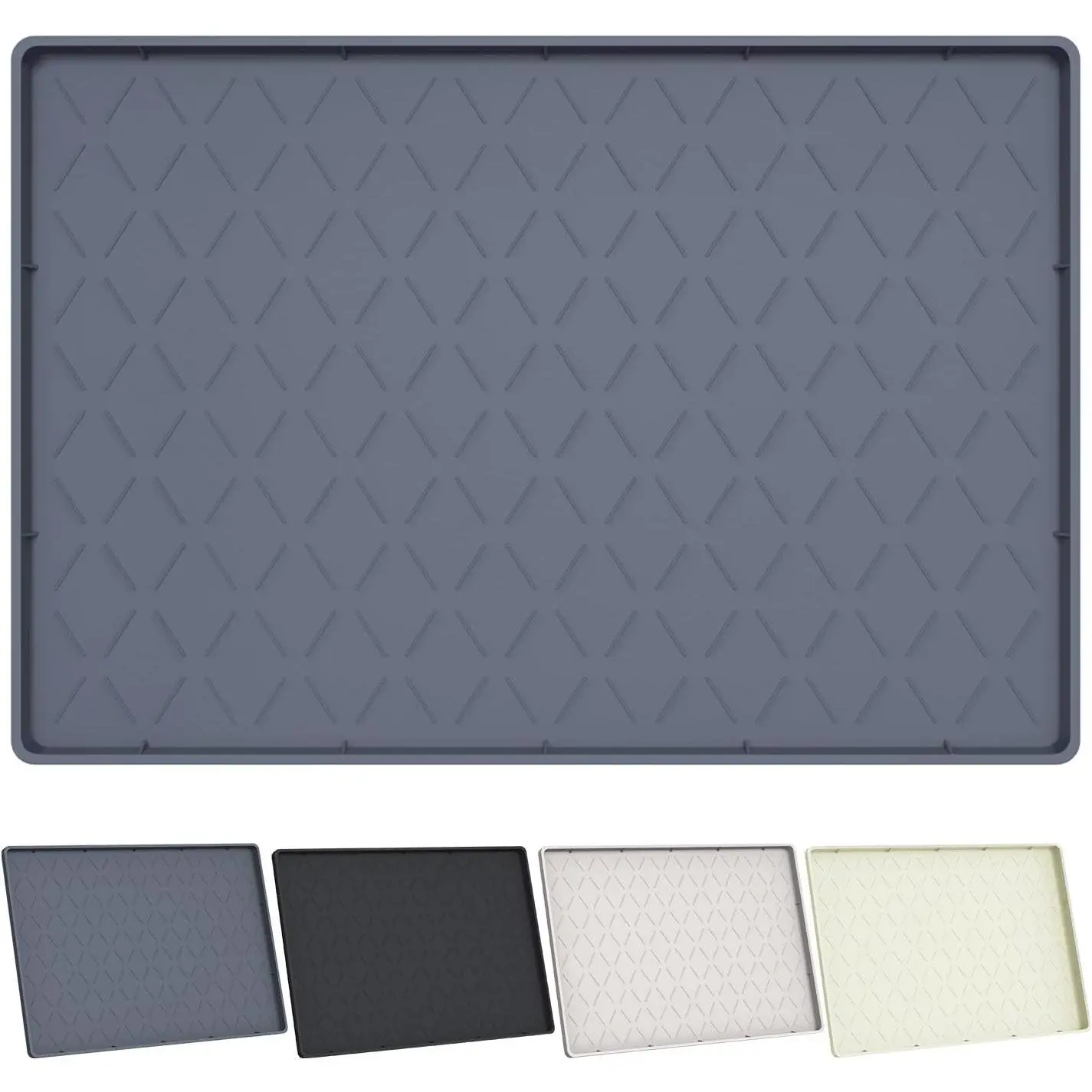Extra Thick Under Sink Mat Waterproof with Raised Edge 34" x 22" | Silicone Multipurpose Mat for Kitchen, Bathroom, Pet Feeding, Shelf Protection & Organization, Boot & Plant Tray