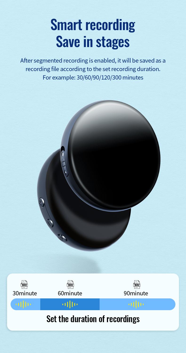 Magnetic Digital Voice Recorder + Voice Activated Recorder, Compact Audio Recorder, Audio Recording Device, Grabadora de Audio Digital Usb Wireless Portable Mini Headsets