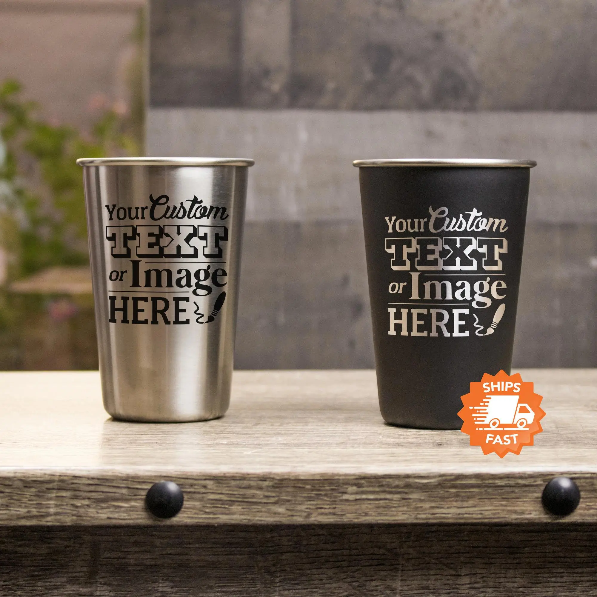 Custom Stainless Steel Cups - Personalized Stainless Steel Tumblers are Superior Drinking Glasses for Beer Drinkers Design: CUSTOM