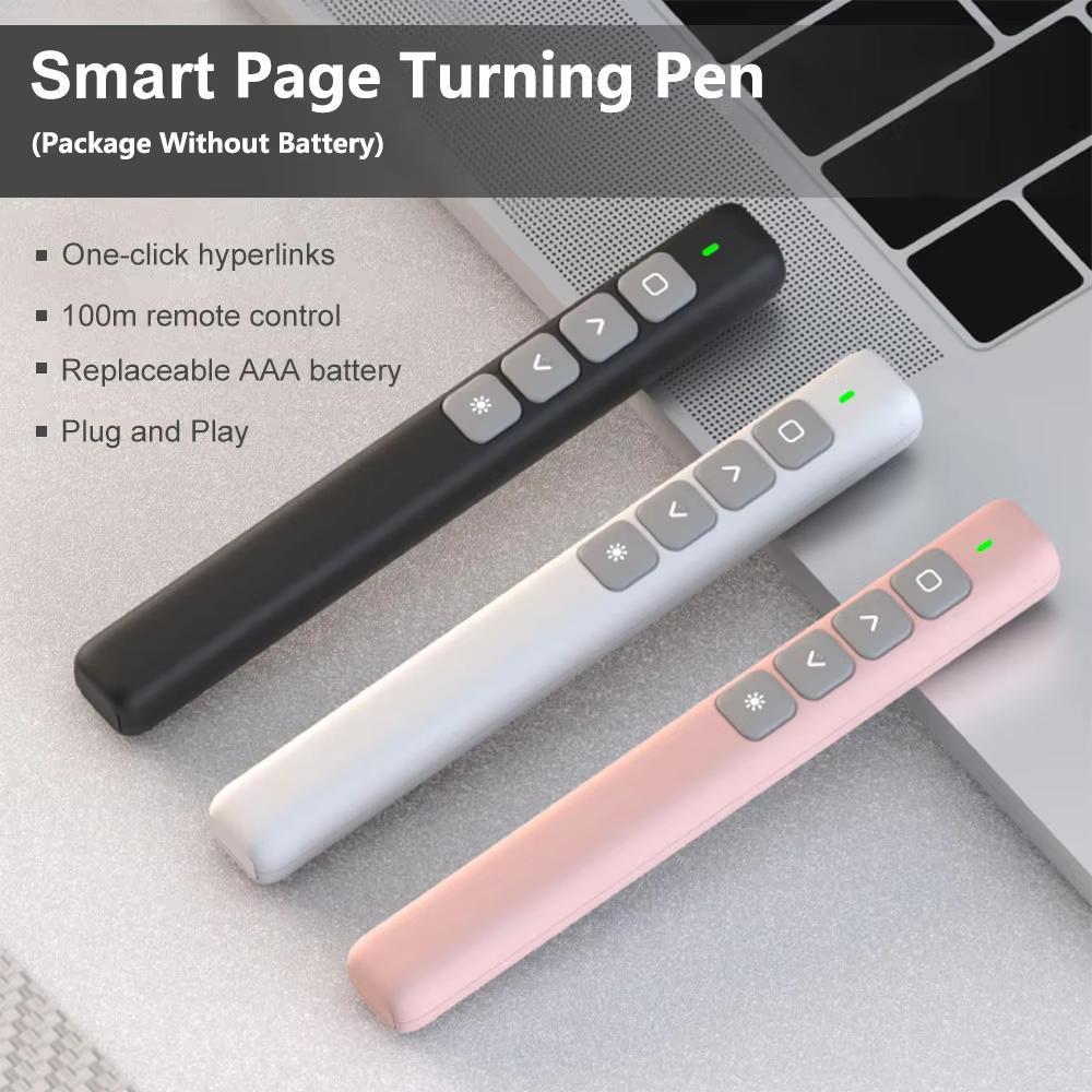 Wireless Presentation Pen, 1 Count USB RF Remote Control Flip Presenter Pointer, PPT Slide Advancer Pen, Office Presentation Supplies