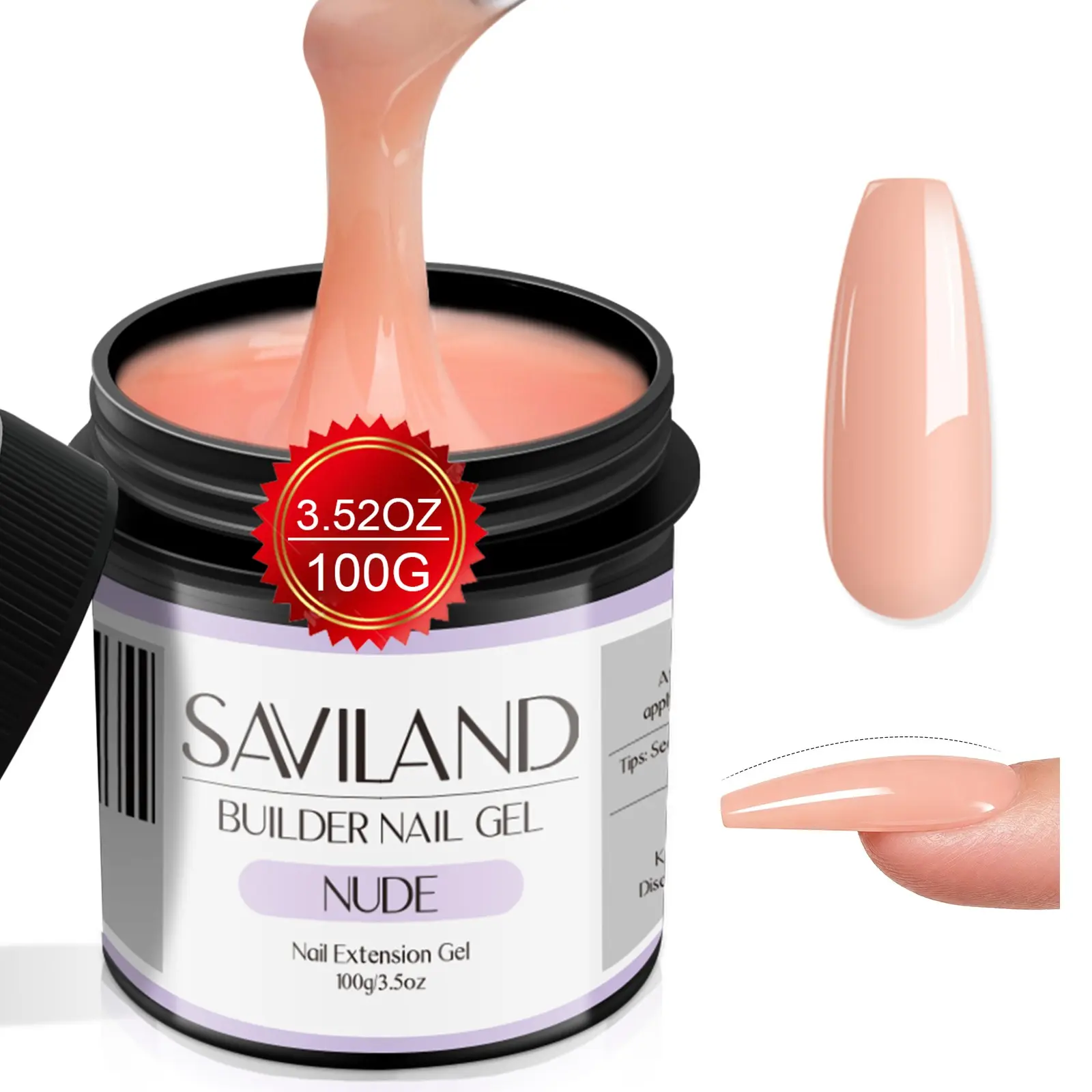 SAVILAND 100g 3.5oz Nudes Builder Hard Gel for Nail Extension Strengthening Shaping Manicure DIY Home Soak Off UV LED Nail Art