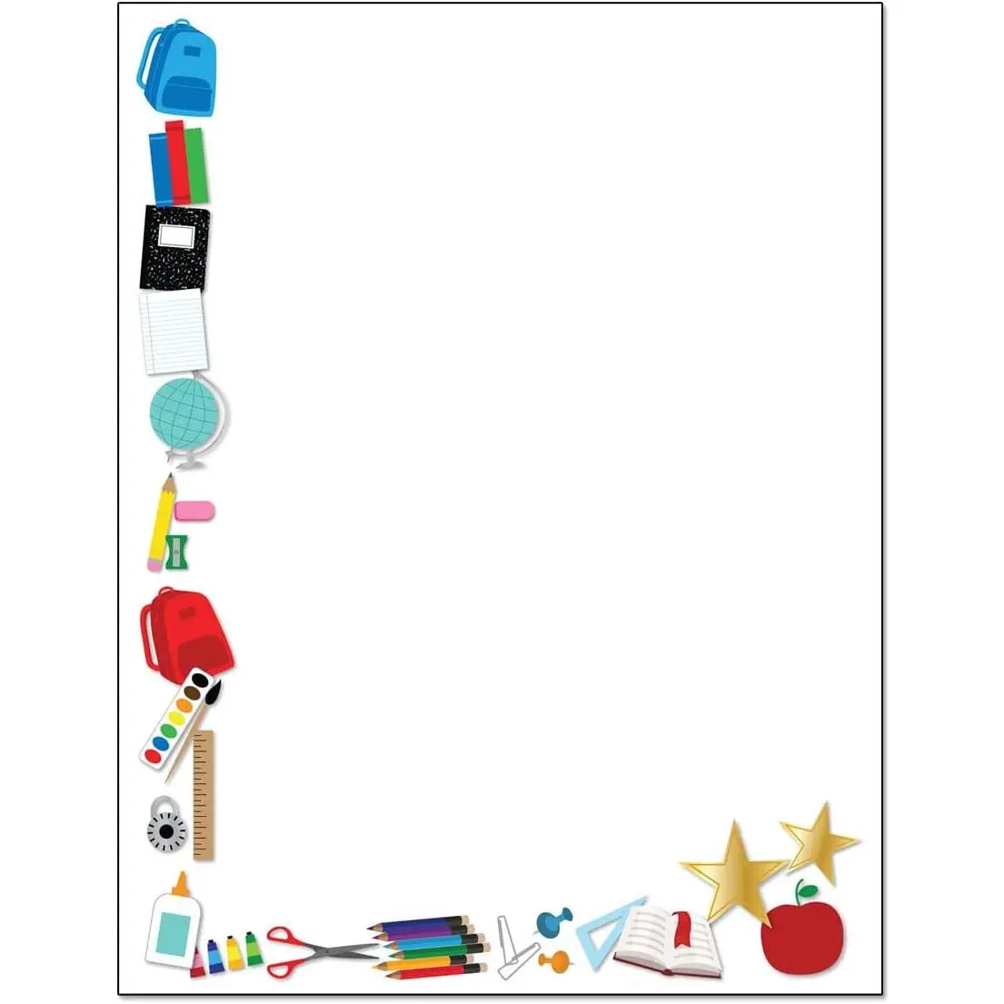 Modern Full-Size Classroom Letterhead, 8.5"x11", 60 Sheets, 60lb Matte Paper, High Brightness 92, Ideal for Office Use, Compatible with Inkjet/Laser Printers, Playful Border for Vibrant Color Printing