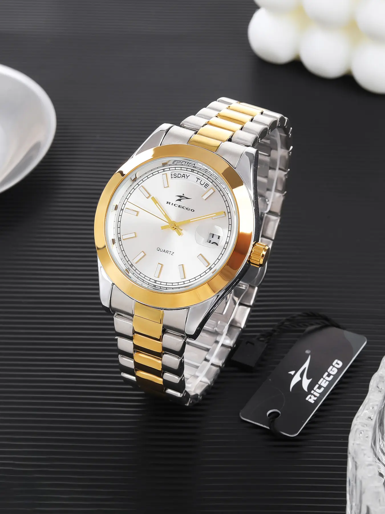 Luxury Business Men's Watch, Classic Steel Band Quartz Watch, Elegant Dual Calendar Display, Daily Commute Versatile Design, Mature Charm, Analog Watch