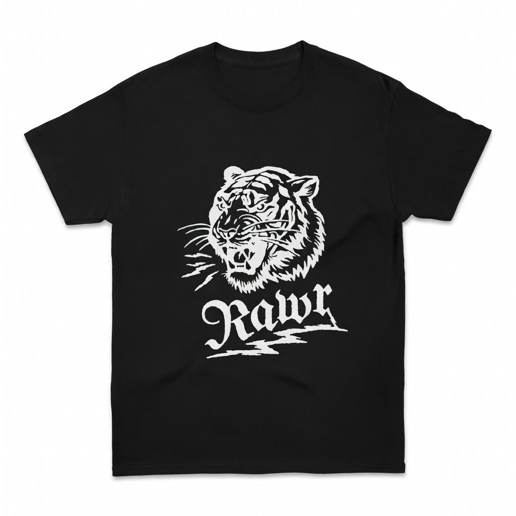 Vintage Roaring Tiger Graphic T-Shirt, Retro Wild Animal Short Sleeve Apparel, Old School Tattoo Style Graphic Tee, Aesthetic 90s Grunge & Traditional Art Gift Fashion Top, Viral Trendy Streetwear Tiger Illustration Statement Crew Neck