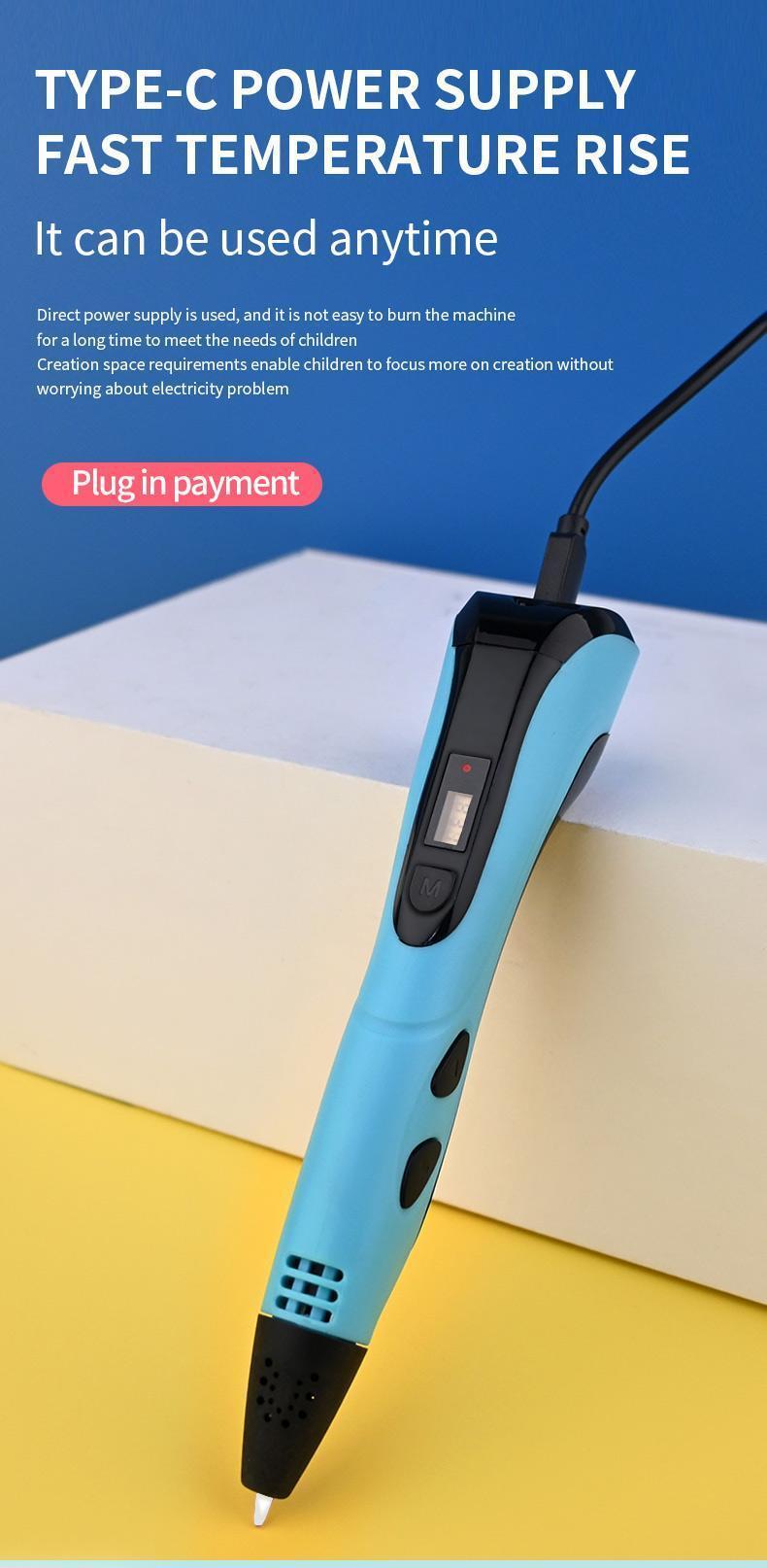 Children's gifts, children's toys Colorful USB-C Charging 3D Printing Pen - Third Generation Professional 3D Pen for Kids - Latest Upgraded Version with Stable Design for Puzzle & DIY Drawing